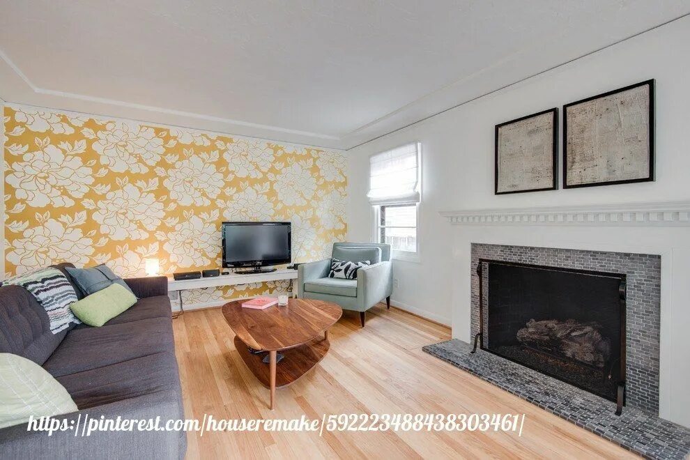 Акцентная стена в гостиной фото HouseRemake - интересный дизайн интерьеров Wallpaper living room, Wholesale deco