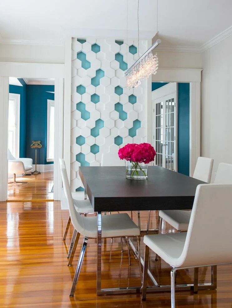Акцентная стена в интерьере кухни 45 Eye-Catchy Hexagon Tile Ideas For Kitchens - DigsDigs Turquoise room, Farmhou