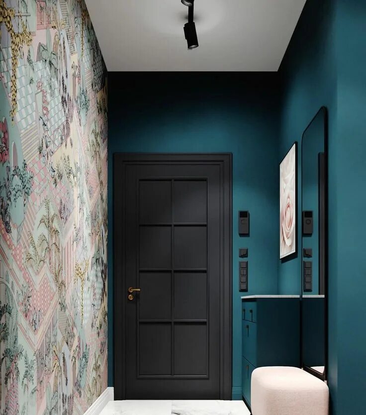 Акцентная стена в прихожей в интерьере Дизайн прихожей Home entrance decor, Black bedroom design, Interior wall paint