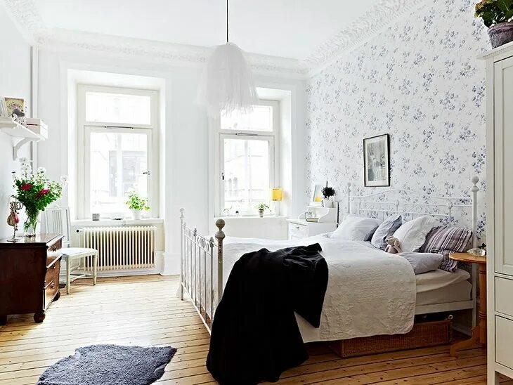 Акцентная стена в скандинавском интерьере Квартира в Швеции Bedroom interior, Home, Bedroom inspirations
