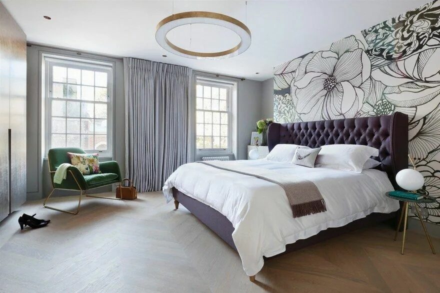 Акцентная стена в современном интерьере The Patterned House / MWAI Architects Decoration bedroom, Chambre a coucher, Dec