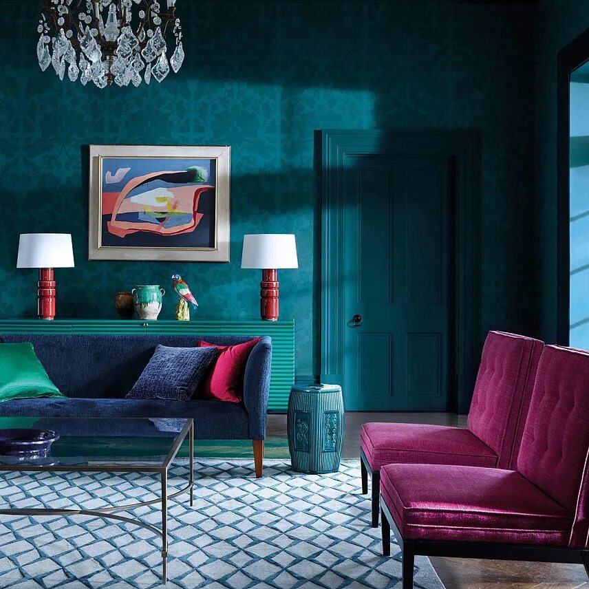 Акцентные цвета в интерьере Обои Zoffany Damask Wallpapers ZPAL312698: купить по цене 27 150 руб в интернет-