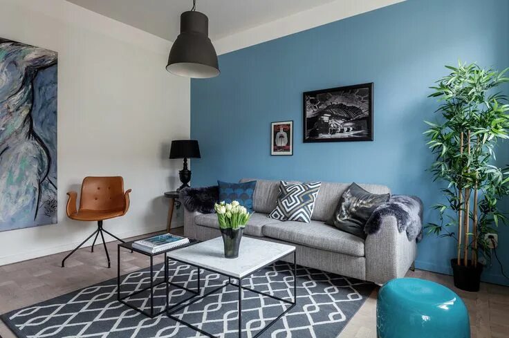 Акцентные цвета в сером интерьере Mettre du bleu dans son décor Room interior, House design kitchen, Room decor