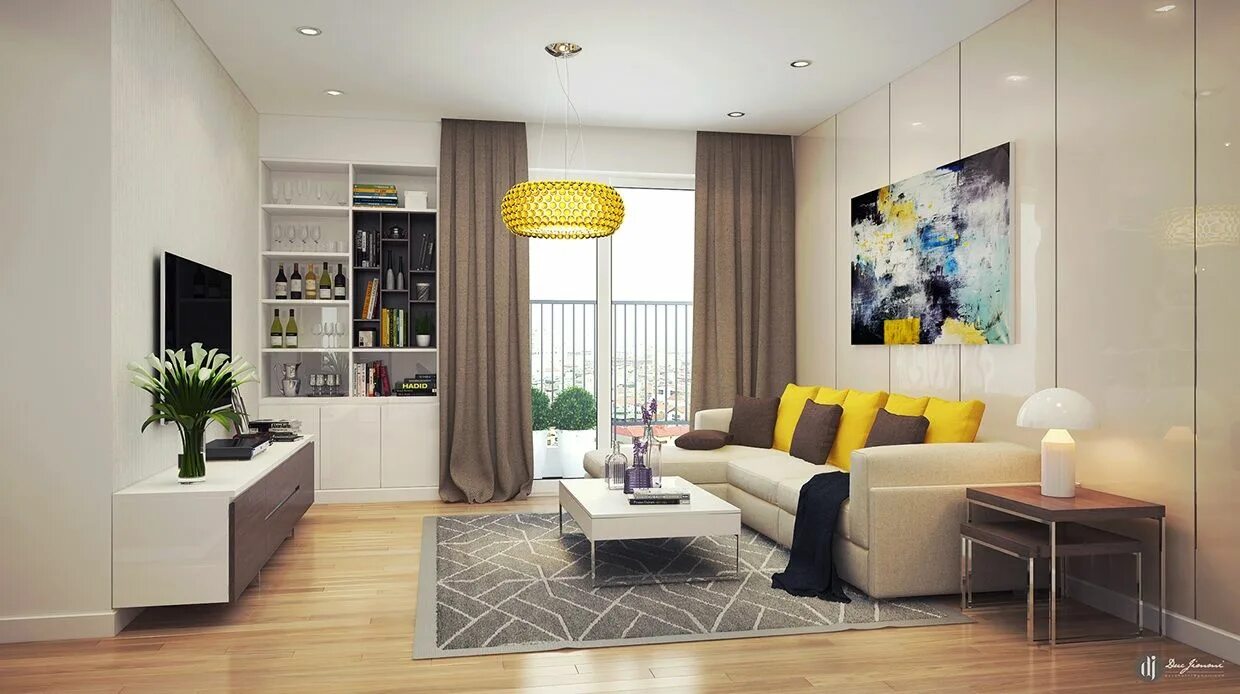 Акценты в интерьере гостиной Mellow Yellow: 7 Soothing Apartments with Sunny Accents Interior design living r