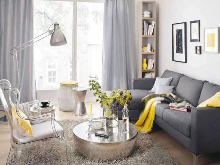 Акценты в серо белом интерьере 85 inspirações para decorar sala pequena - Minha Casa Decorada Yellow living roo