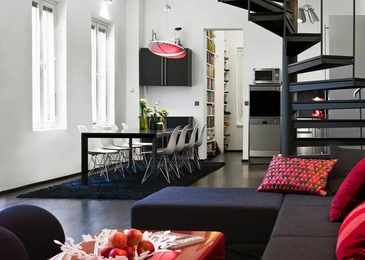 Акценты в серо белом интерьере Splash of red Country style living room, Stylish living room, Unique interior de