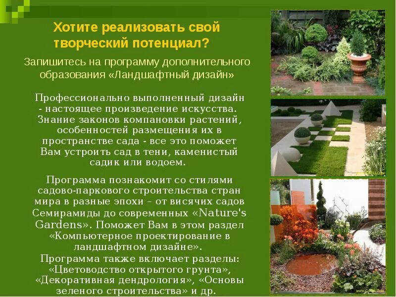 Актуальность ландшафтного дизайна Ландшафтный дизайн