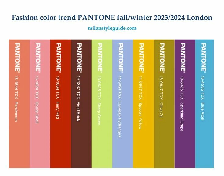 Актуальные цвета в интерьере на 2024 год Color Trend Fall Winter 2023/2024 Pantone