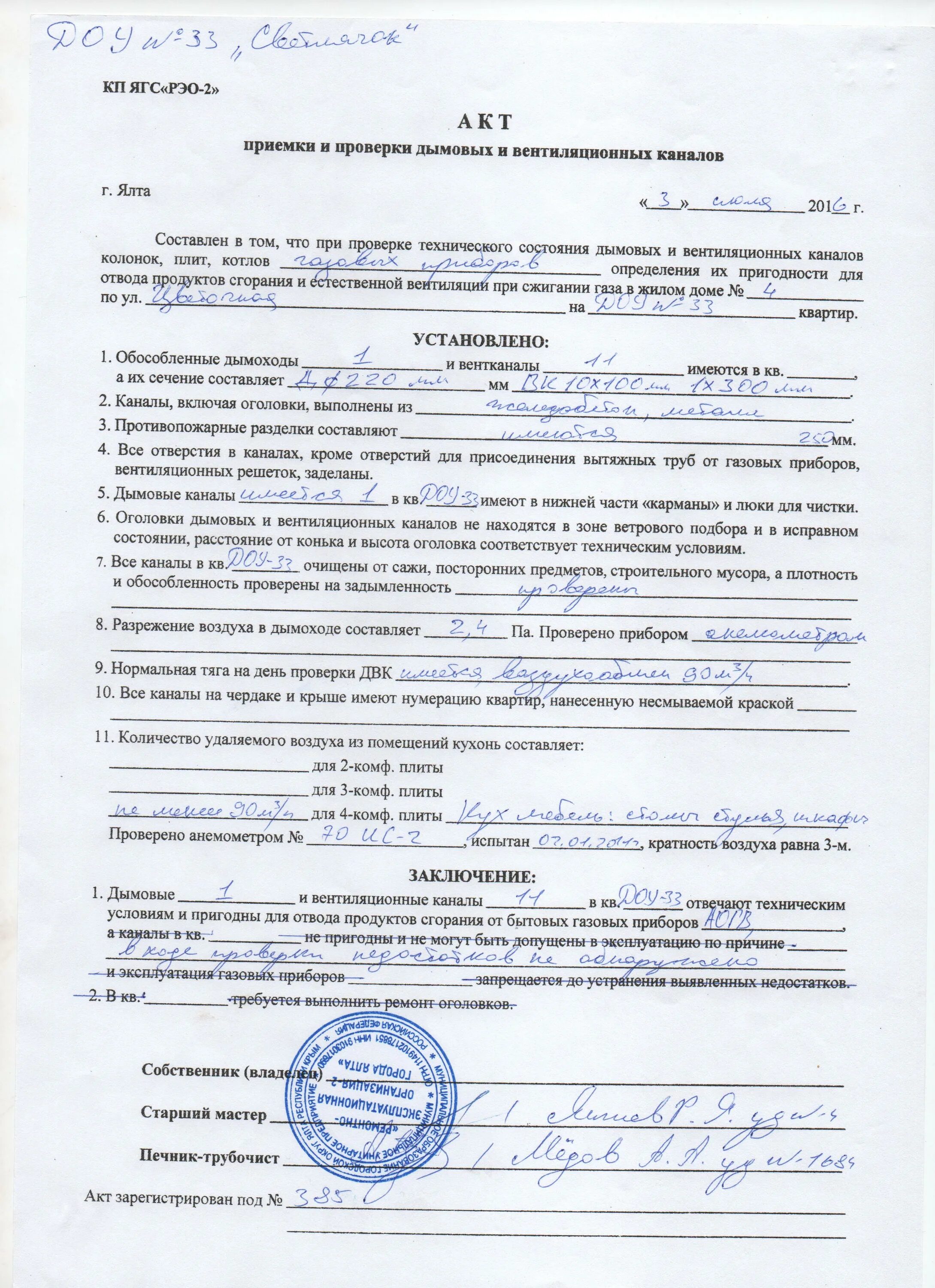 Акты на вентиляцию для подключения газа Акт вдпо для газовиков