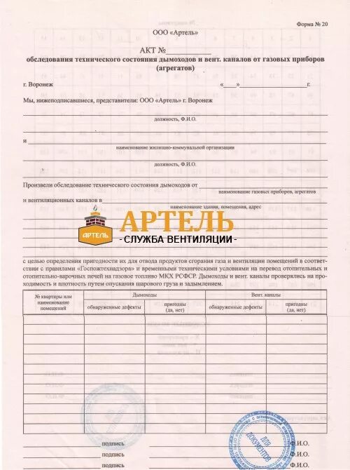 Акты на вентиляцию для подключения газа Акт вдпо для газовиков
