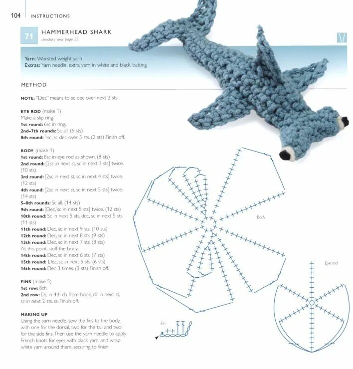 Акула амигуруми крючком схемы и описание Gallery.ru / Фото #99 - 11 - OlgaHS Crochet shark, Crochet fish patterns, Croche
