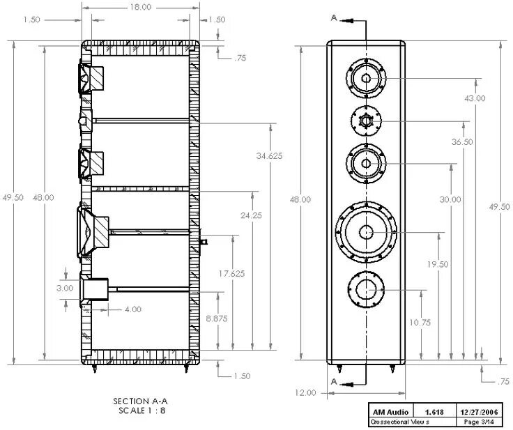 Акустика для дома своими руками чертежи DIY 3-Way Hi-Vi Tower Loudspeaker Project - 1.618 Speaker plans, Speaker box des