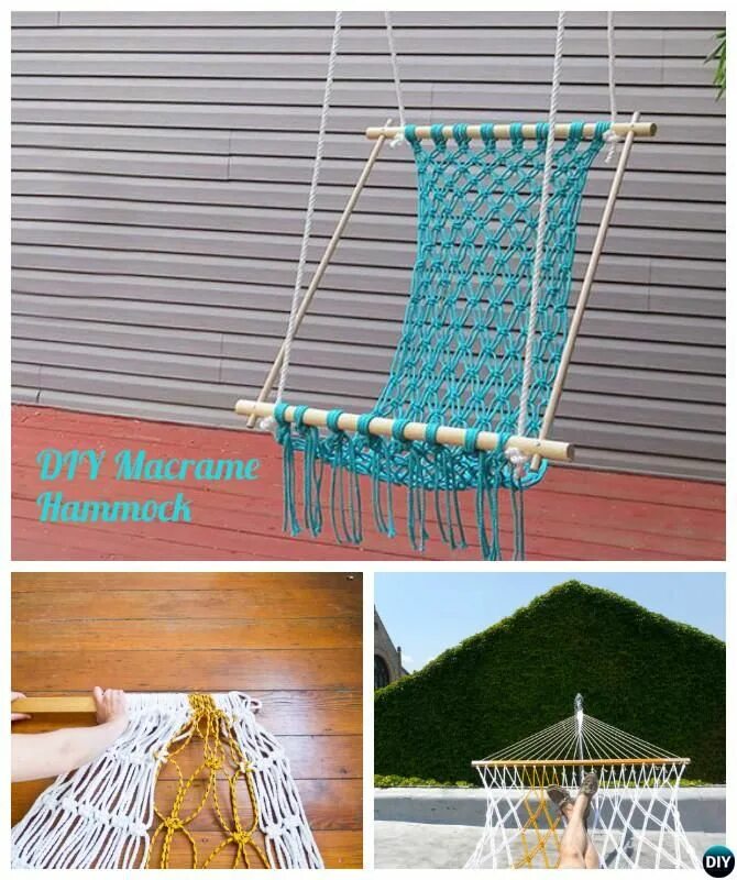 Качели макраме своими руками для дачи #DIY Macrame Hammock Chair Instructions-10 DIY Hammock Projects #Furniture Furni