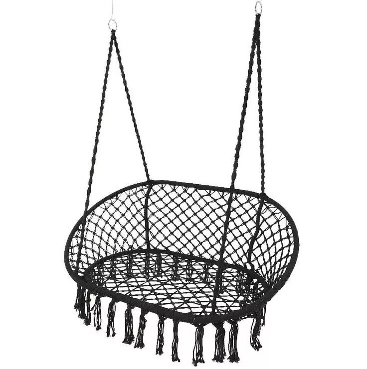 Качели макраме своими руками схема Macrame Double Hanging Seat - Black Hangende stoelen, Hangstoel, Schapenvachtje