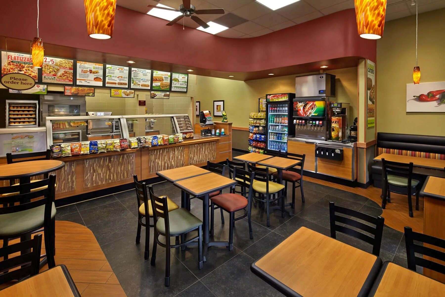 Кафе быстрого питания фото Subway Salaries Interior, Home decor, Conference room table