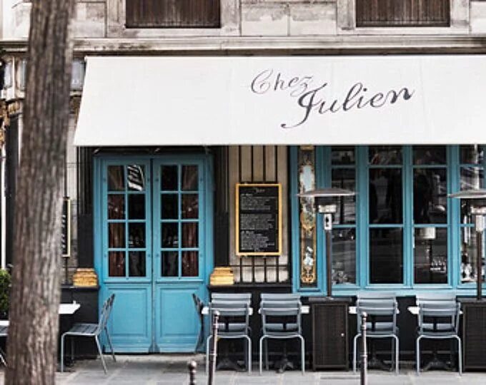 Кафе capitaine в париже фото Paris Cafe Photograph, Malabar Cafe, Large Wall Art, French Kitchen Decor, Strip