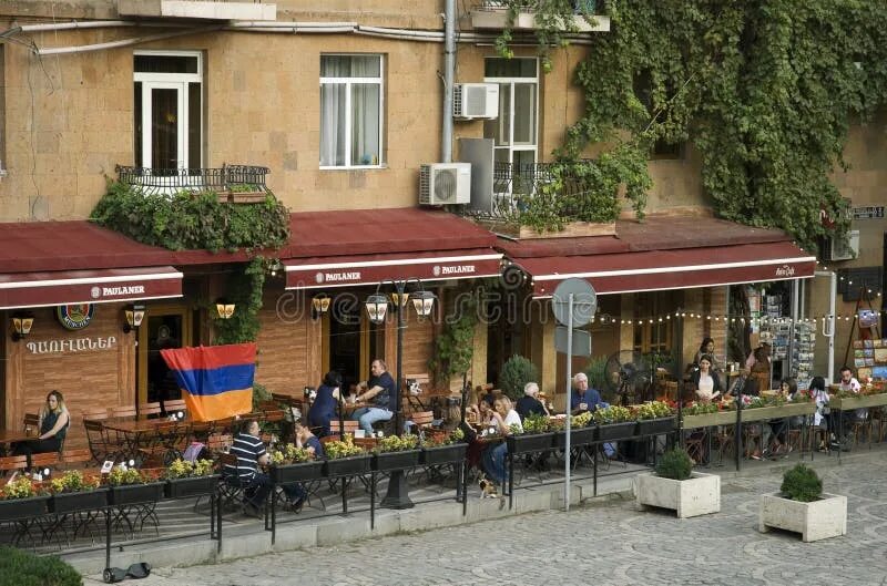 Кафе ереван фото People Relax in the Evening in a Street Cafe, Yerevan, Armenia Editorial Photo -