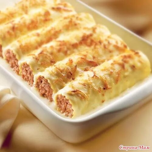 Каннеллони с фаршем фото Каннеллони с куриным фаршем и ветчиной - Рецепты для очень занятой мамы - Страна