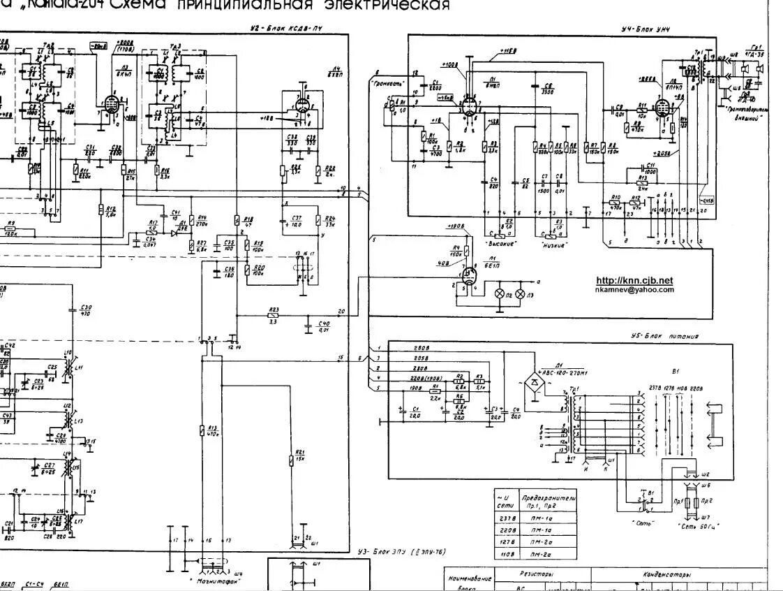 Кантата 204 схема принципиальная электрическая Кантата 204 схема и описание - Распиновки.ру