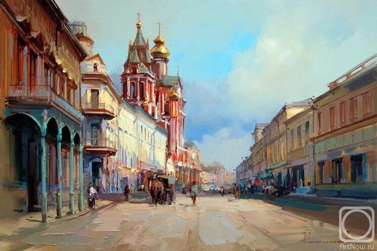 Кантина московская ул 320 фото Улица Покровка. Храм Успения Пресвятой Богородицы" картина Шалаева Алексея масло