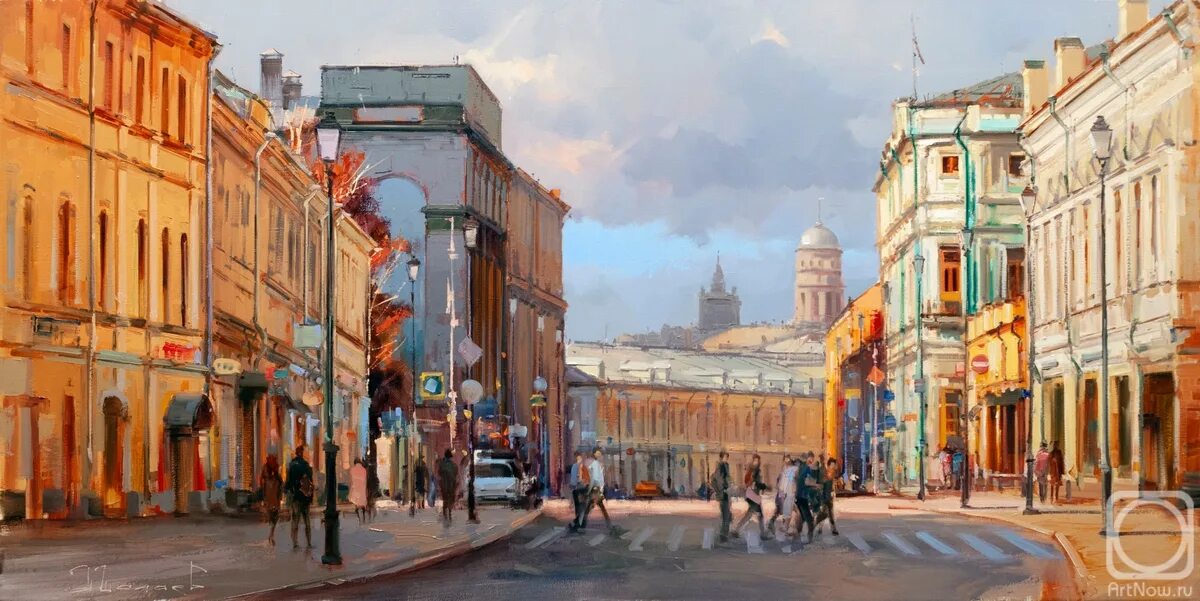 Кантина московская ул 320 фото Здесь и сейчас. Улица Покровка" картина Шалаева Алексея маслом на холсте - купит