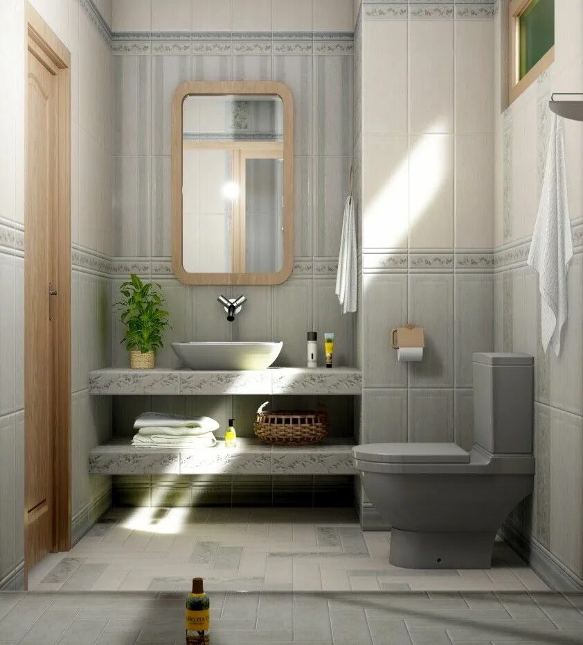 Кантри шик керама марацци в интерьере ванной KERAMA MARAZZI Бордюр Багет Кантри Шик серый декорированный 5х20 00-00109374 - к