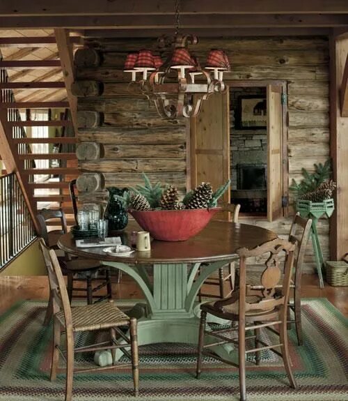 Кантри стиль в интерьере дачи Country Living on Twitter Cabin decor, Log cabin christmas, Cozy log cabin