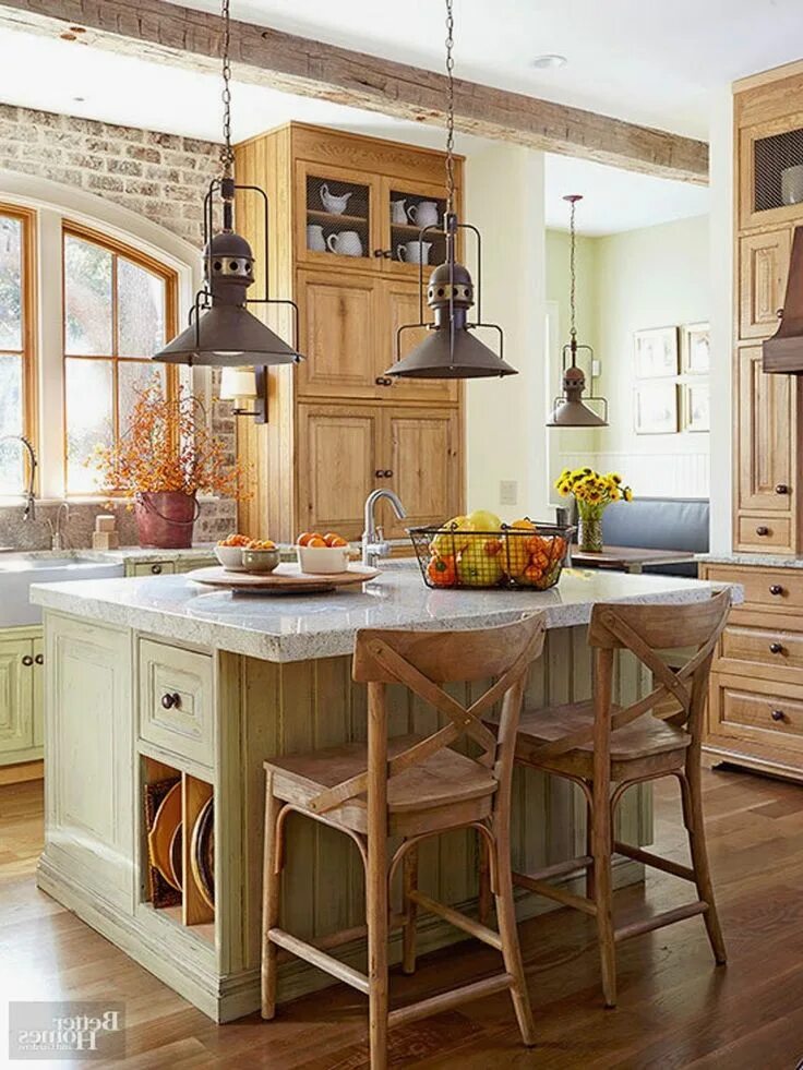 Кантри в интерьере кухни Colorful your Kitchen with Mid-Century Modern Lamps Country kitchen designs, Sma