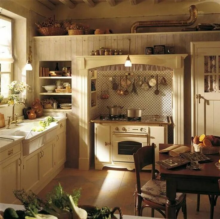 Кантри в интерьере кухни Kawaii Interior Country kitchen designs, French country kitchens, Country kitche