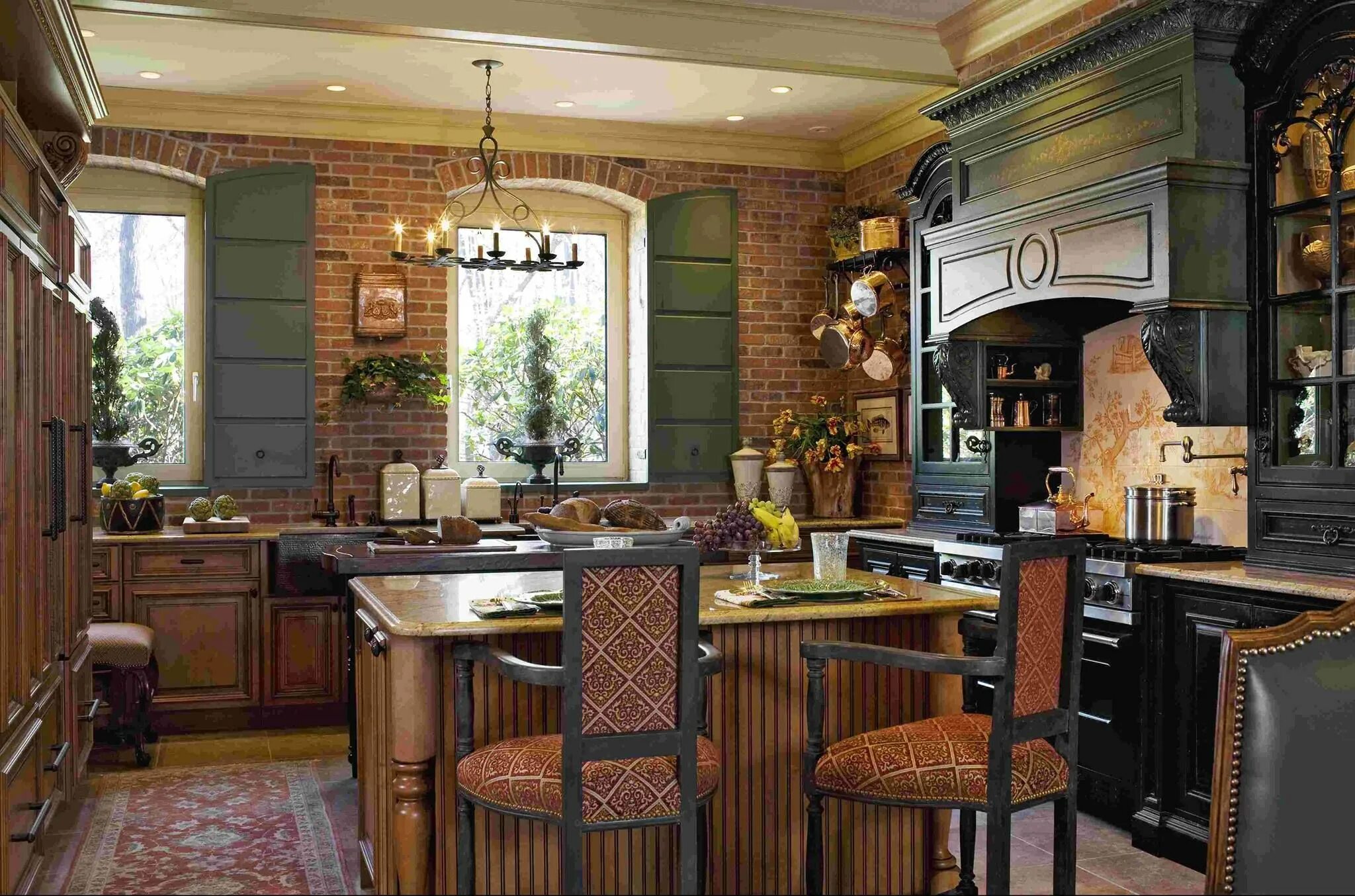 Кантри в интерьере кухни Country kitchen designs, Kitchens without upper cabinets, Country kitchen decor