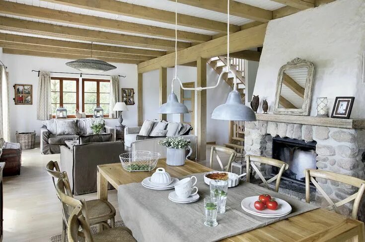 Кантри в интерьере загородного дома фото lookslikewhite Blog Living dining room, Dining room combo, Rustic living room