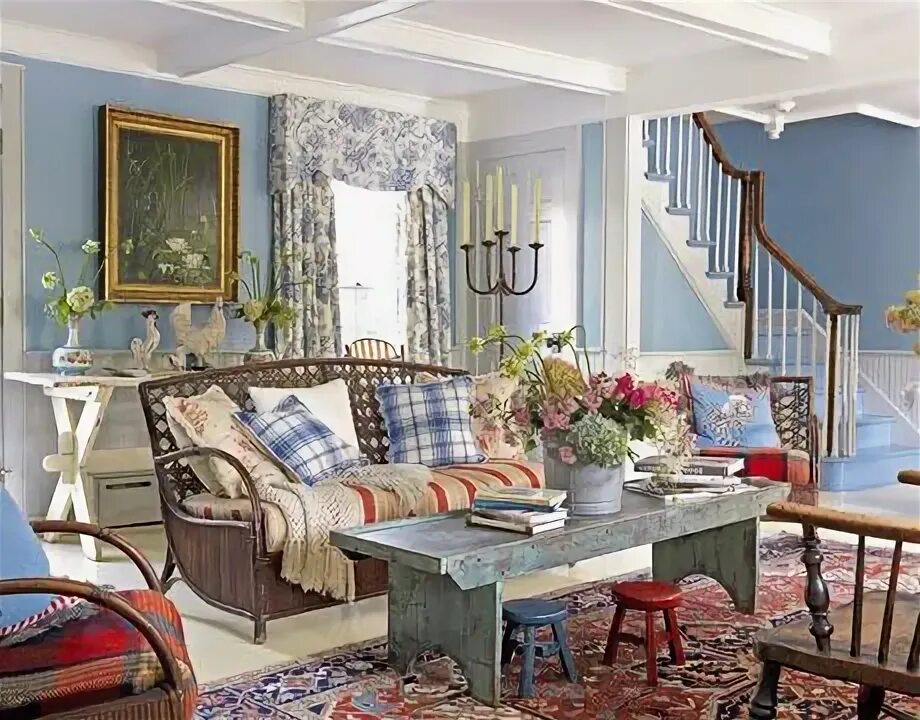 Кантри в современном интерьере Hudson Valley Farmhouse Country style living room, Country living room design, F