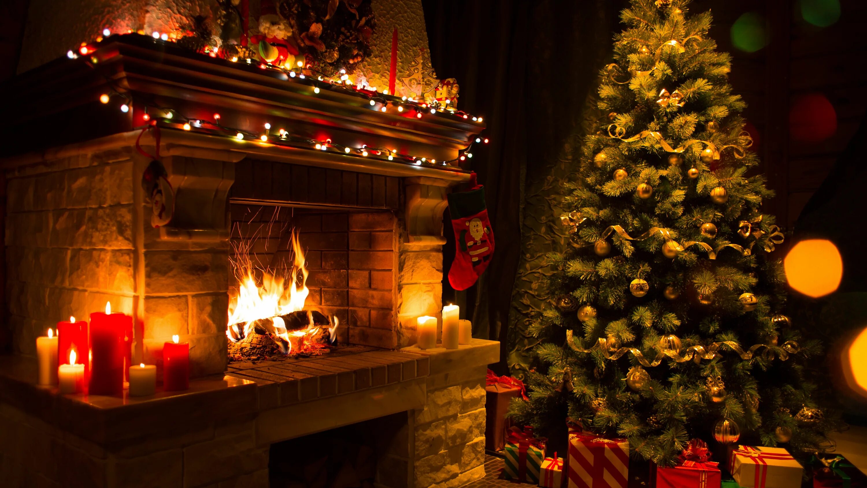 Канун нового года картинки #xmas #mantelshelf 8k uhd candle light candle lights christmas night #fireplace 