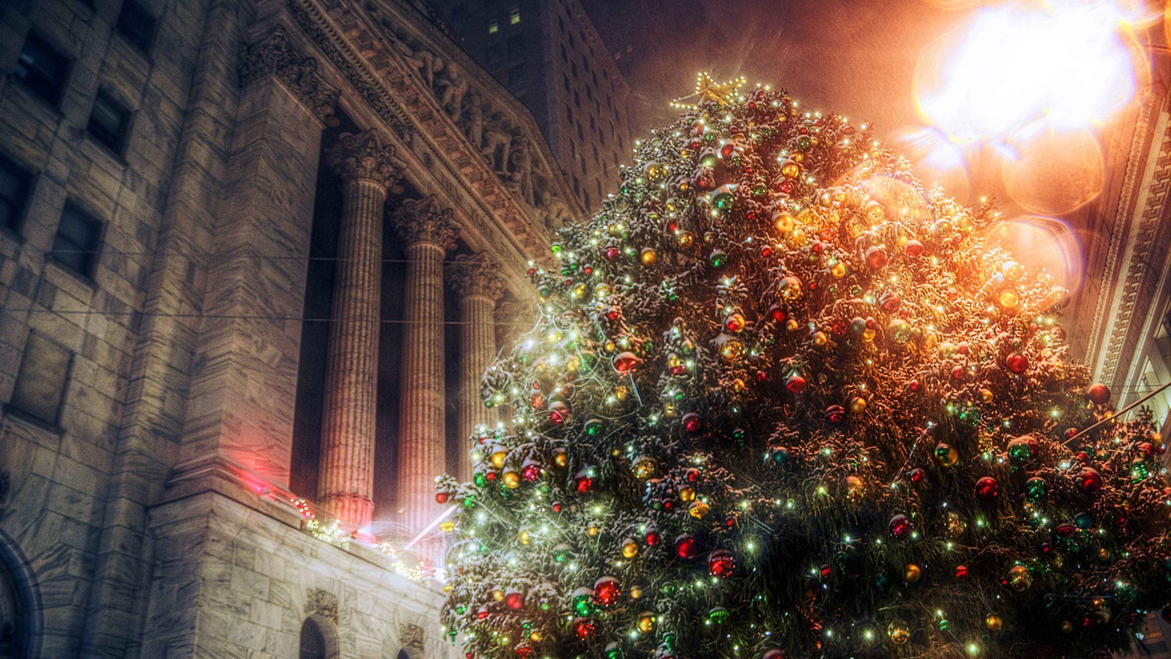 Канун нового года картинки New York Stock Exchange 4k Ultra Hd Christmas Tree Wallpaper - HDNiceWallpapers.