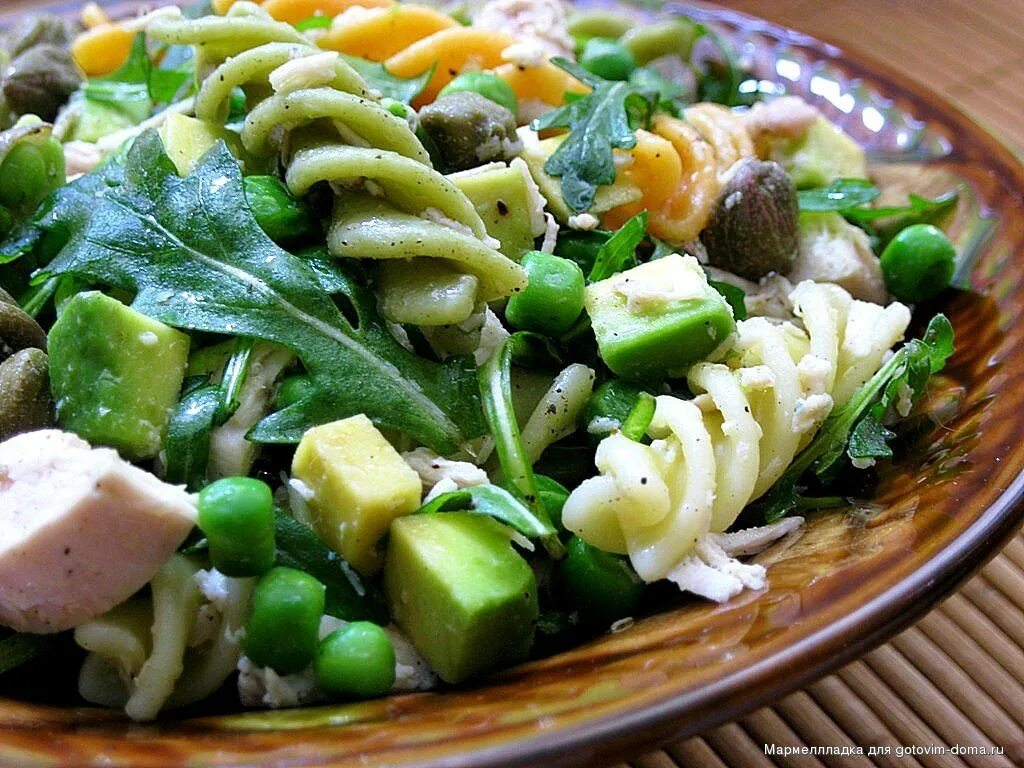 Каперсы салаты рецепты с фото Салат с пастой, курицей, рукколой и каперсами * Салаты мясные