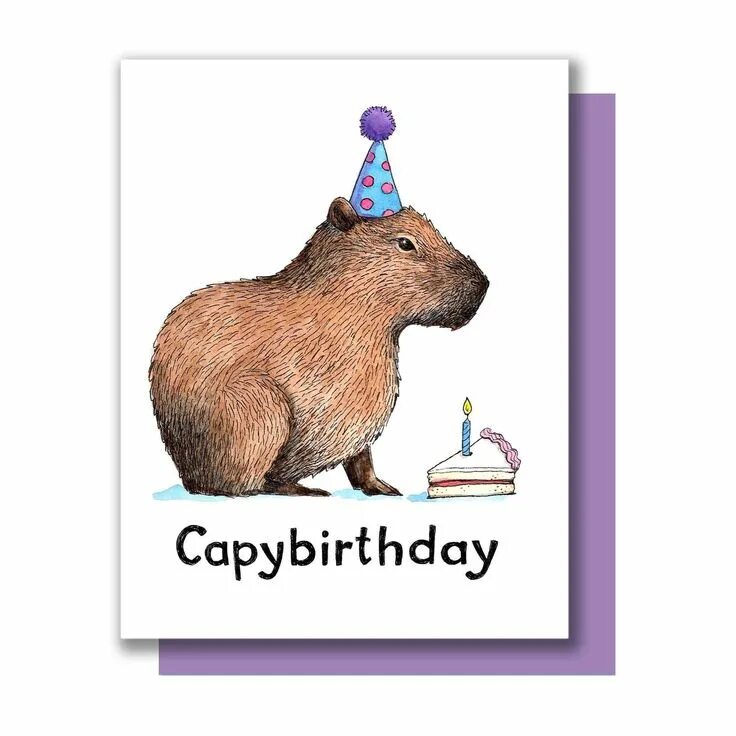 Капибара фото день рождения Capybara Birthday Card Capybara, Cute animals, Funny birthday cards