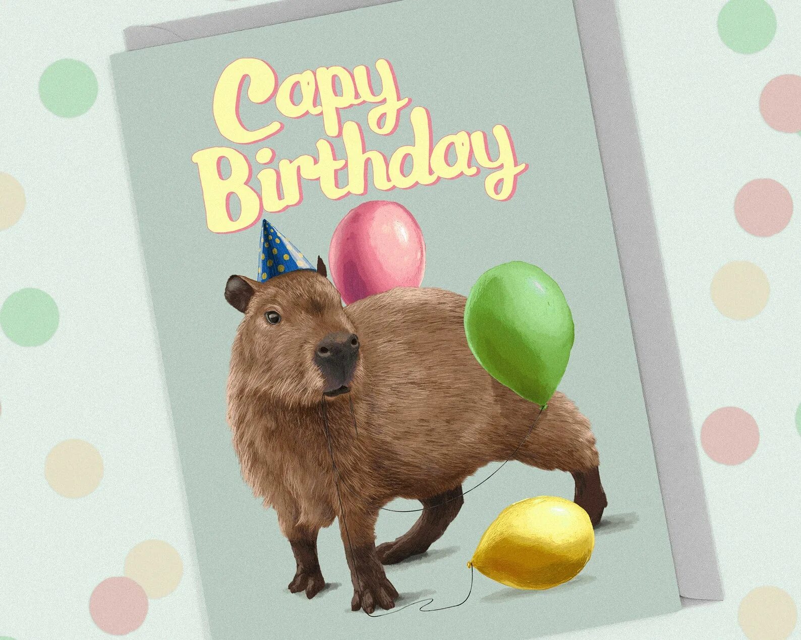 Капибара фото день рождения Capybara Funny Pun Happy Birthday Card Capy Etsy