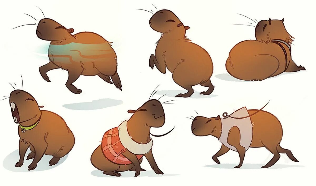 Капибара фото мультяшная и милая Capybaras, Michaela Martin on ArtStation at https://www.artstation.com/artwork/E