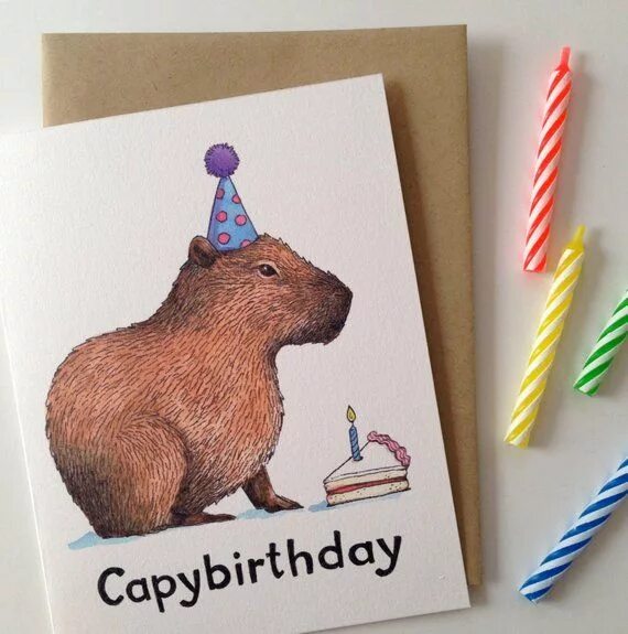 Капибара фото печать для торта Capybirthday Happy Birthday Capybara Card - Etsy Capybara, Birthday cards, Cards