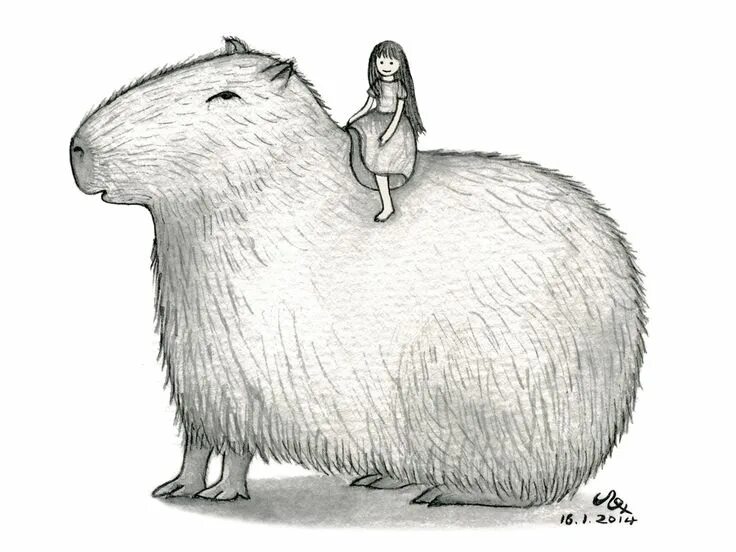Капибара фото рисунок милый I LOVE CAPYBARA Art Print by Partof SHAN - X-Small Capybara, Animal illustration