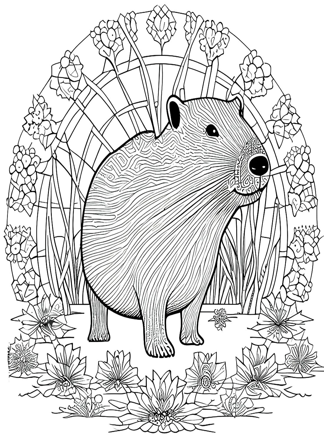 Капибара фото шаблон для раскраски Capybara coloring page - Pin by Gina on coloring Capybara, Animal coloring pages