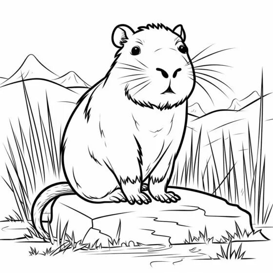 Капибара фото шаблон для раскраски Capybara Coloring book for children: 10 pieces https://daja.ru/raskraska-kapibar