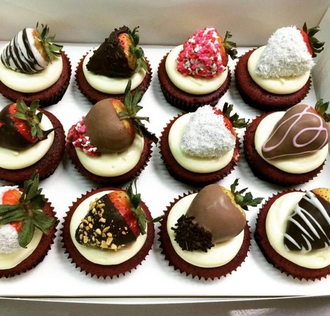 Капкейки приготовление с фото Капкейки с клубникой в шоколаде