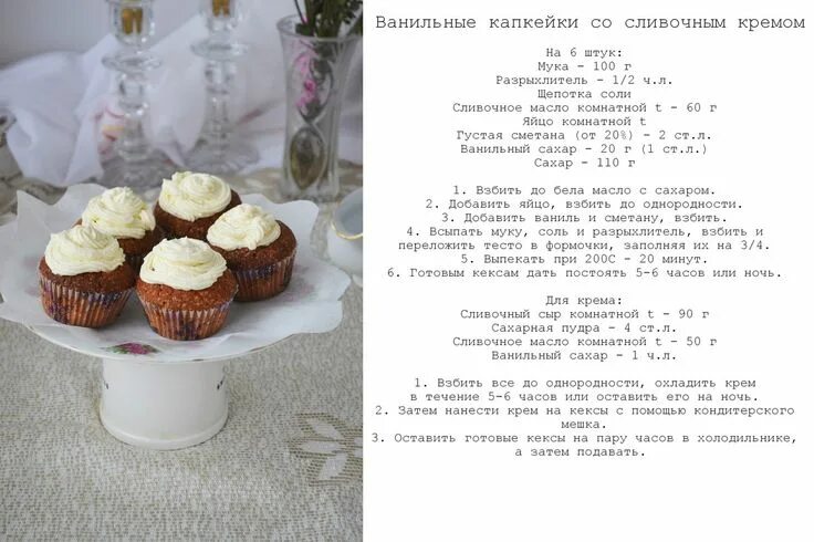 Капкейки рецепт в домашних условиях с фото Ванильные капкейки со сливочным кремом http://earlymorningwithme.blogspot.ru/201