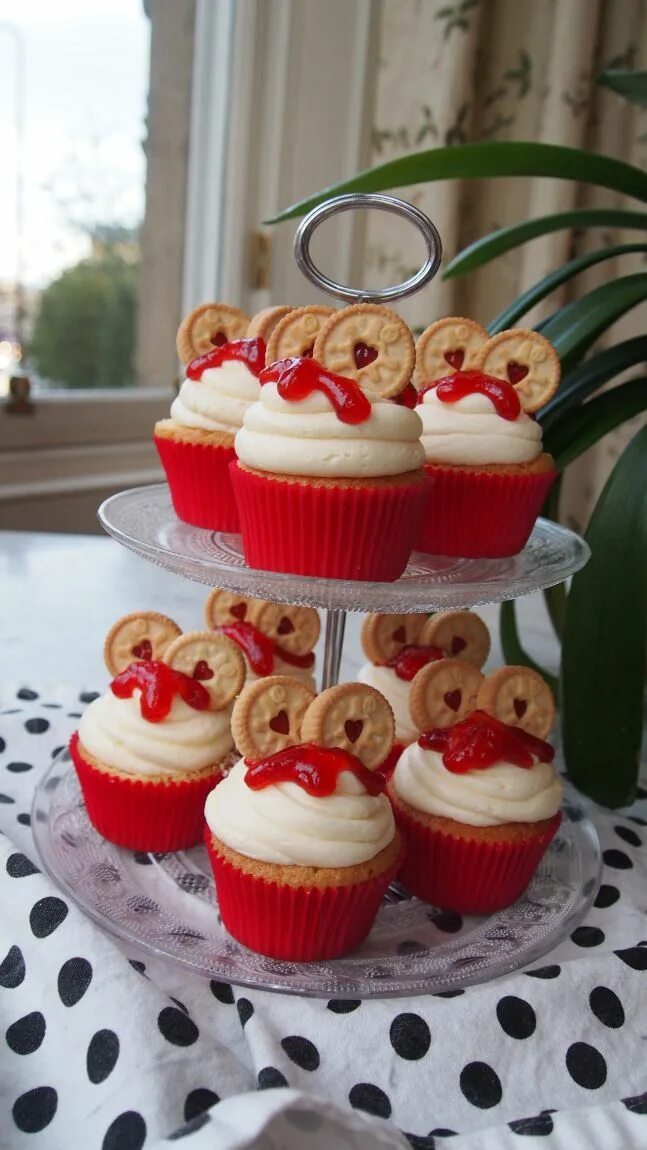 Капкейки в домашних условиях фото Recipe: Jammie Dodger Cupcakes in 2022 Baking, Valentines baking, Eat cake