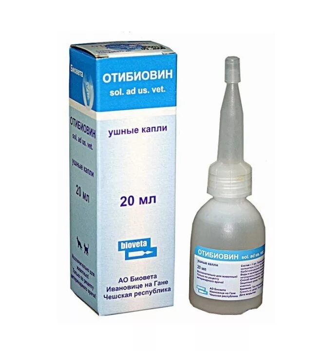 Капли в ухо фото Отибиовин ушные капли, фл. 20 мл купить в зоомагазине gavgav-market
