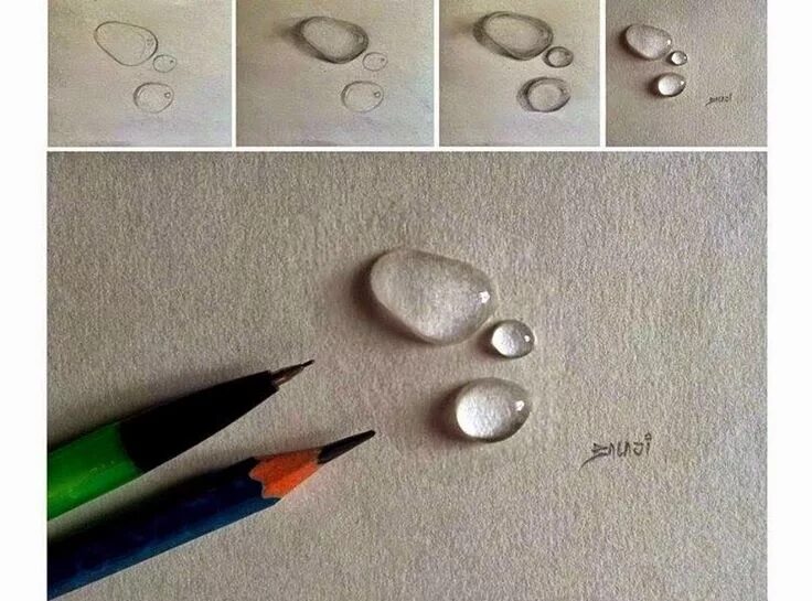 Капля самодельная 3D ART STREET ART MATERIAL ART FINE ART AND ALL: water drop art using only penci