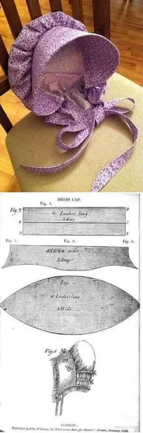 Капор для куклы выкройка Chapéu antigo com molde Molde para roupa de boneca, Padrões de chapéu, Molde de 