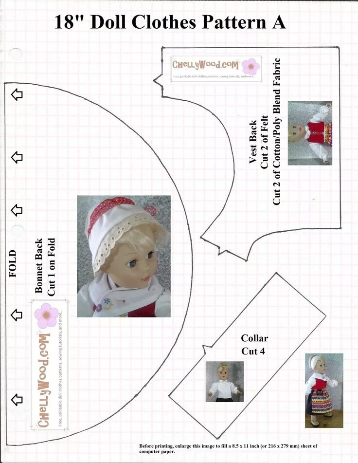 Капор для куклы выкройка Doll clothes patterns, American girl doll clothes patterns, 18 inch doll clothes