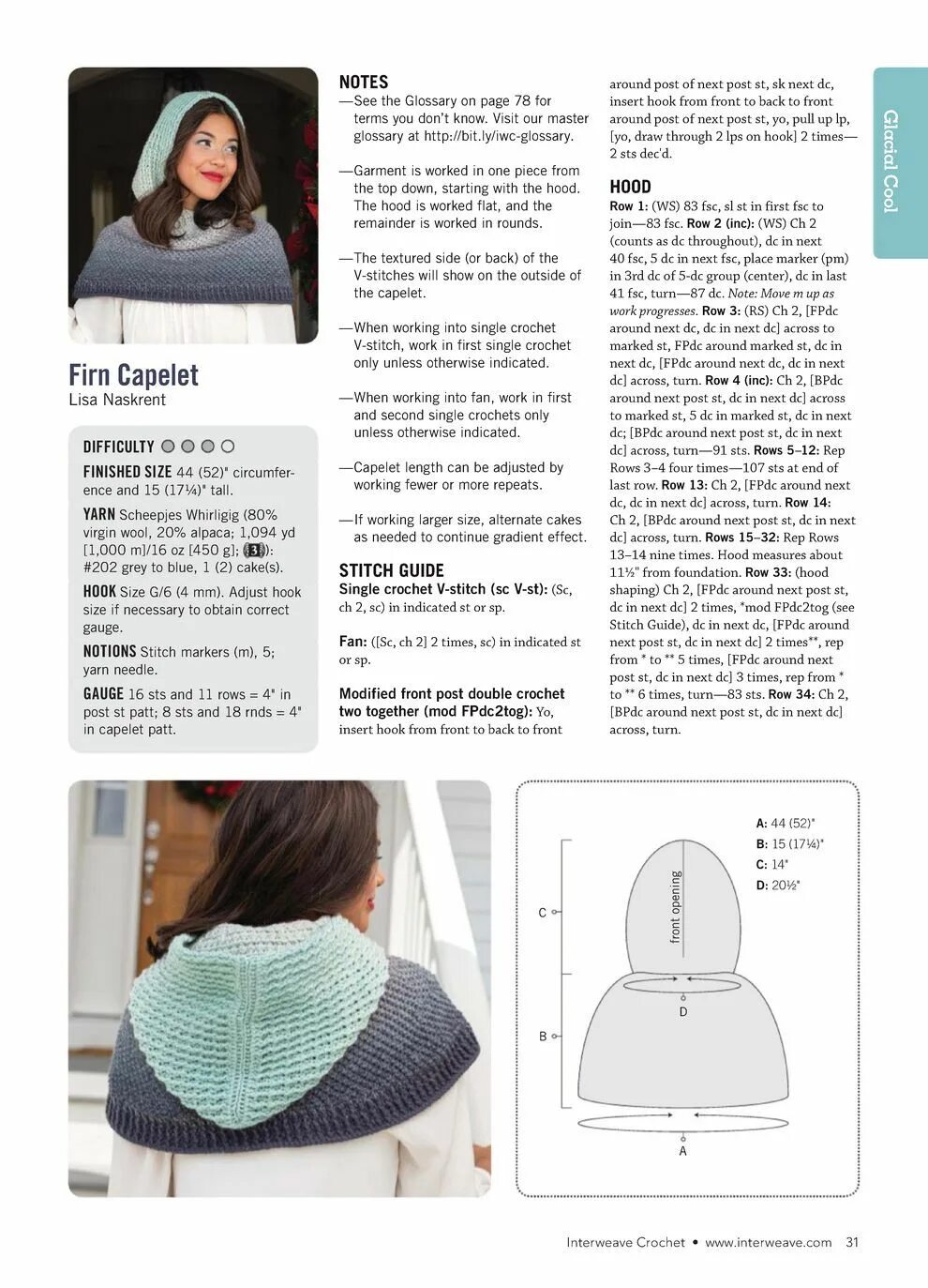Капор крючком схема и описание Interweave Crochet - Winter 2020. Обсуждение на LiveInternet - Российский Сервис